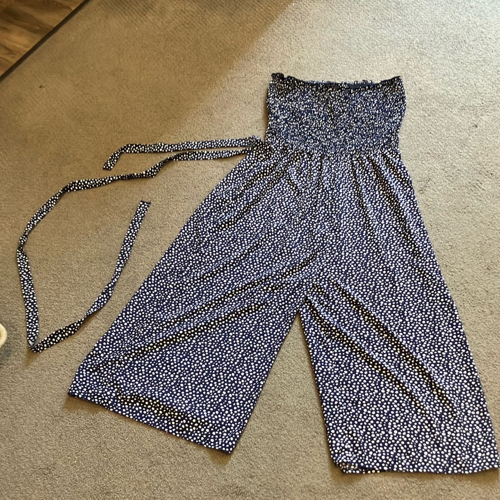 Chicsoul Women’s Blue & White Strapless Jumper Size 2X
